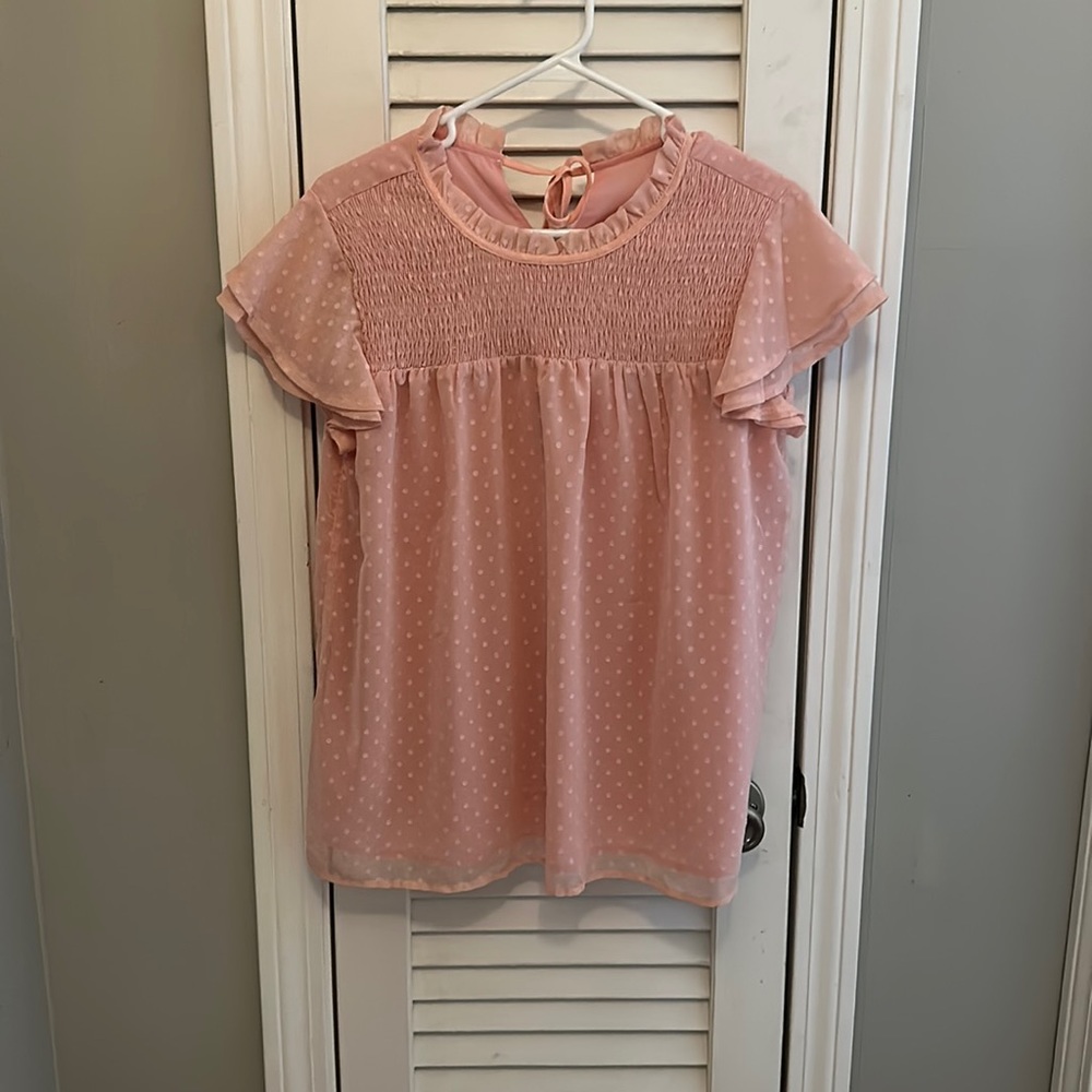 Pink blouse from Amazon. Size medium